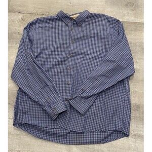 Wrangler Button Down Dress Shirt Size 3xl Xxxl Big Blue Plaid Lightweight
